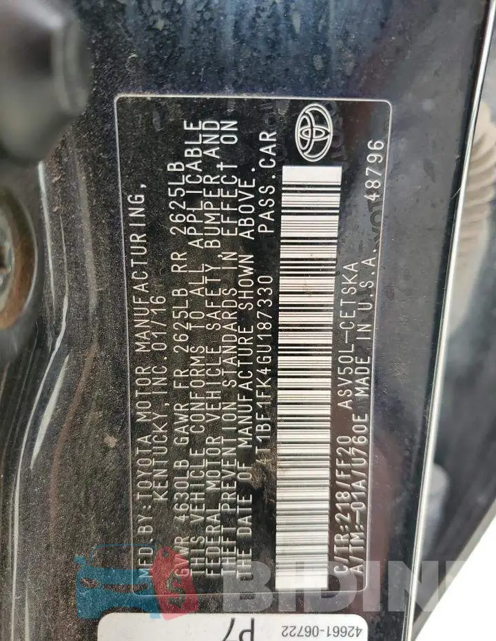 4T1BF1FK4GU187330 Photo# 12
