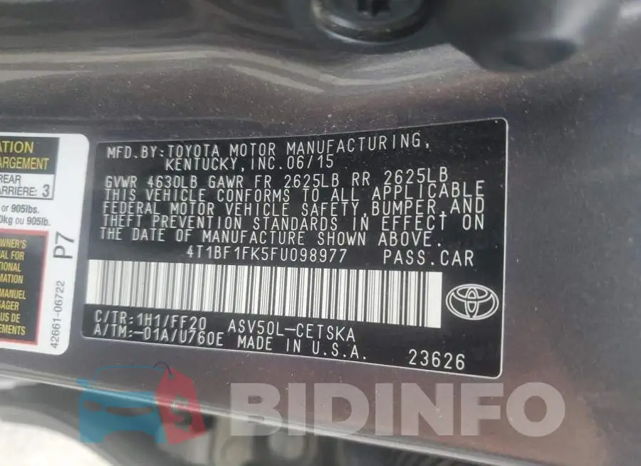 4T1BF1FK5FU098977 Photo# 13