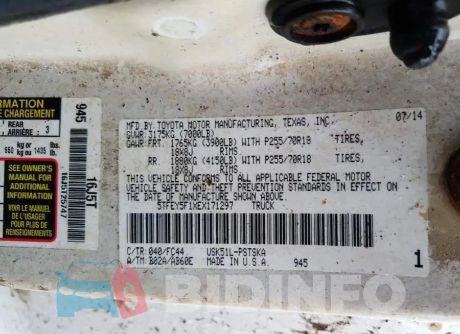 5TFEY5F1XEX171297 Photo# 10
