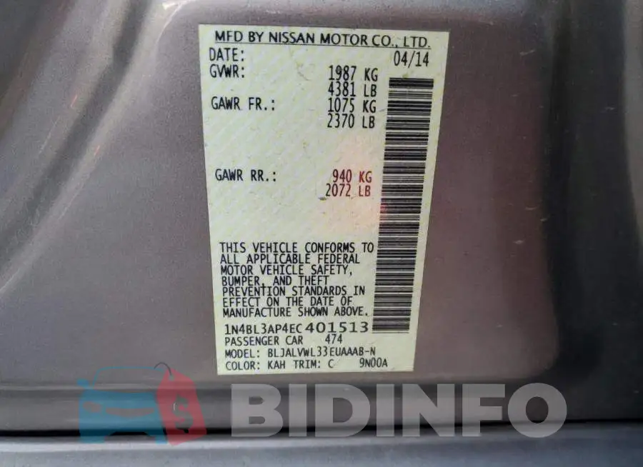 1N4BL3AP4EC401513 Photo# 10