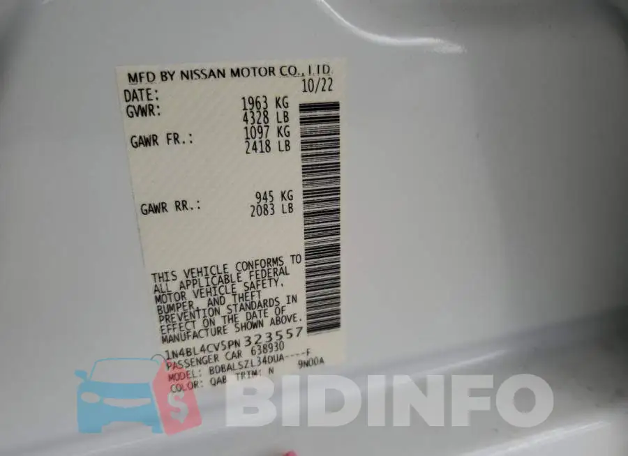 1N4BL4CV5PN323557 Photo# 12