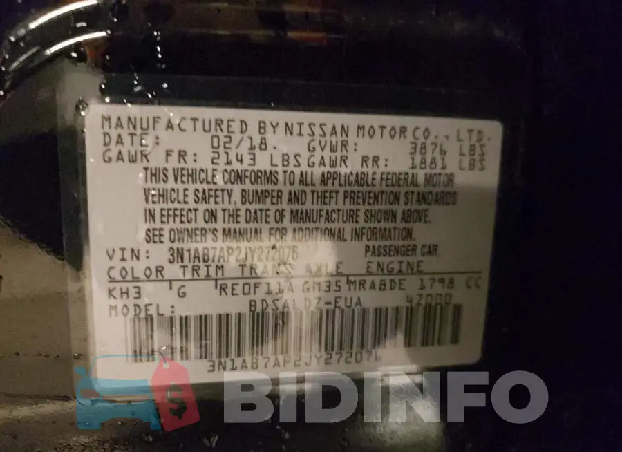 3N1AB7AP2JY272076 Photo# 10