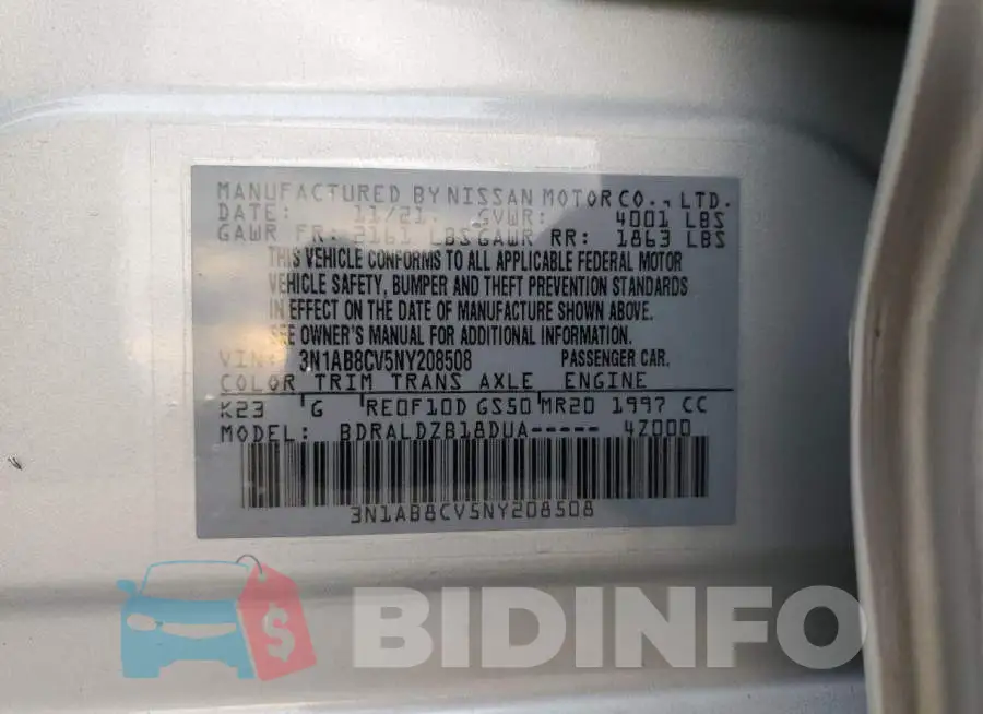 3N1AB8CV5NY208508 Photo# 12