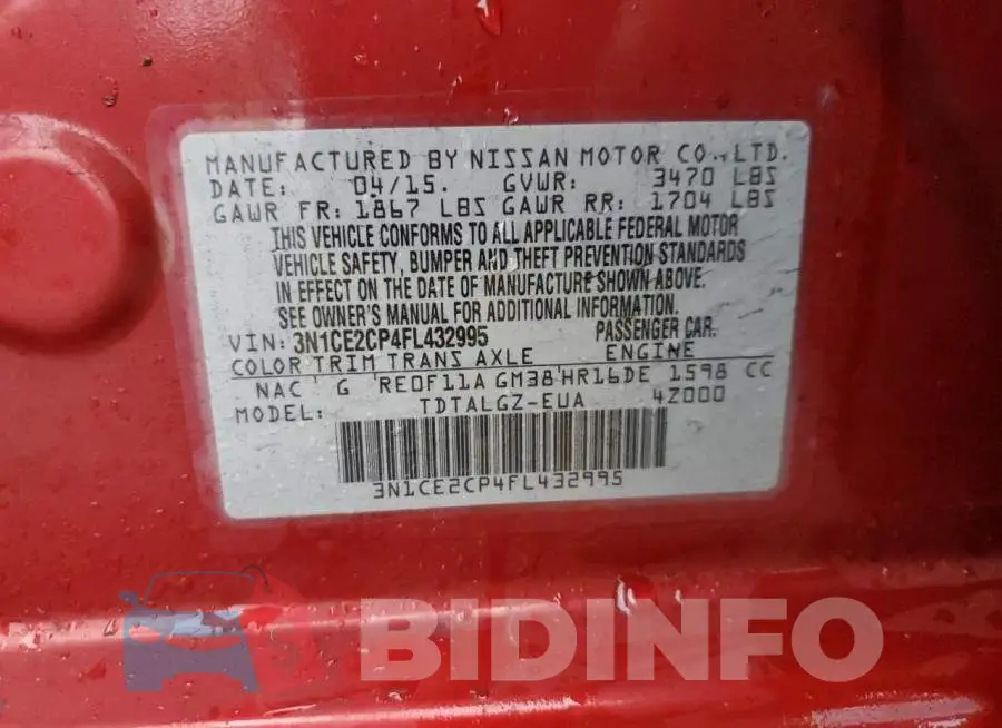 3N1CE2CP4FL432995 Photo# 12