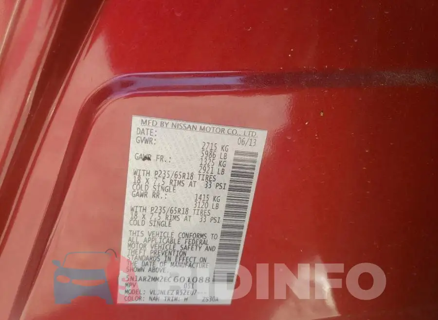 5N1AR2MM2EC601088 Photo# 10