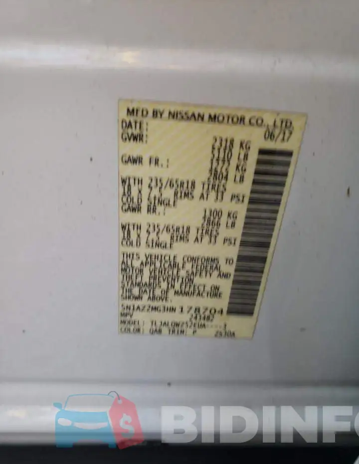 5N1AZ2MG3HN178704 Photo# 10