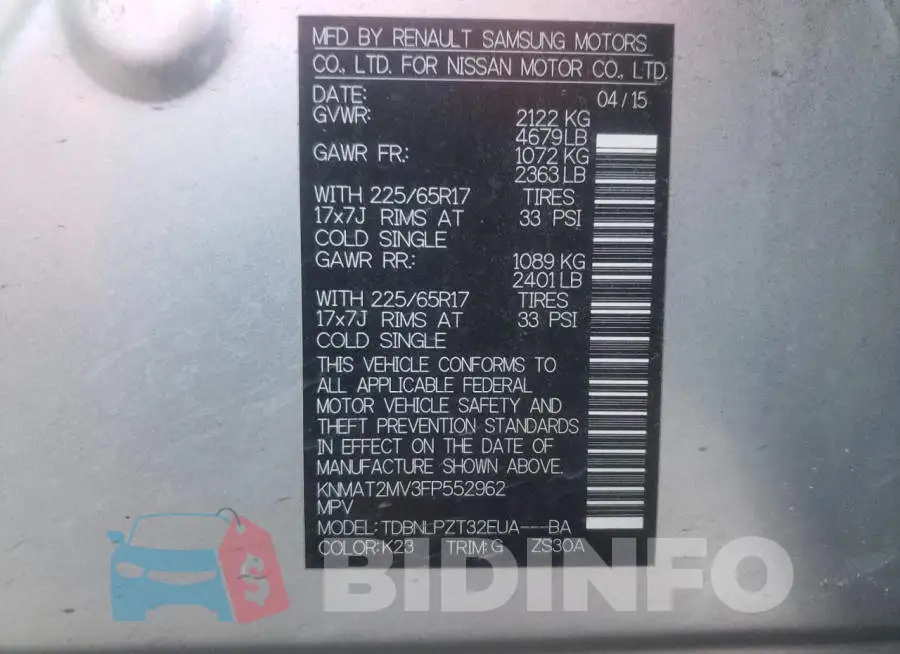 KNMAT2MV3FP552962 Photo# 13