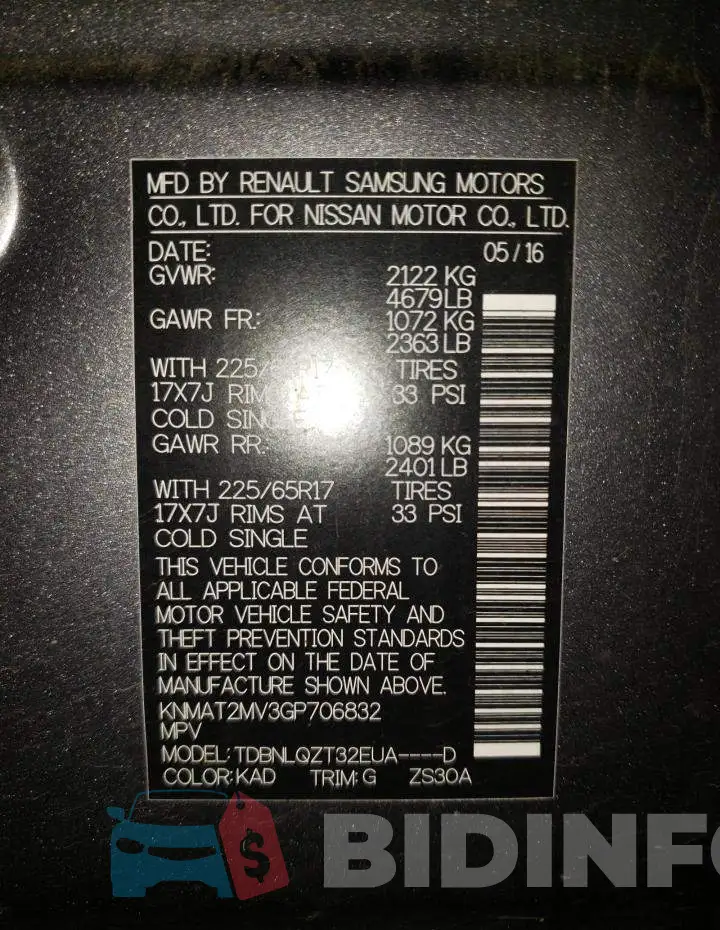 KNMAT2MV3GP706832 Photo# 14