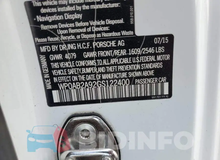 WP0AB2A92GS122400 Photo# 10