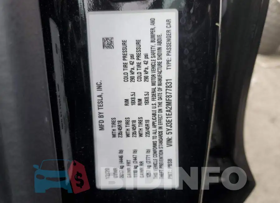 5YJ3E1EA2MF877831 Photo# 12