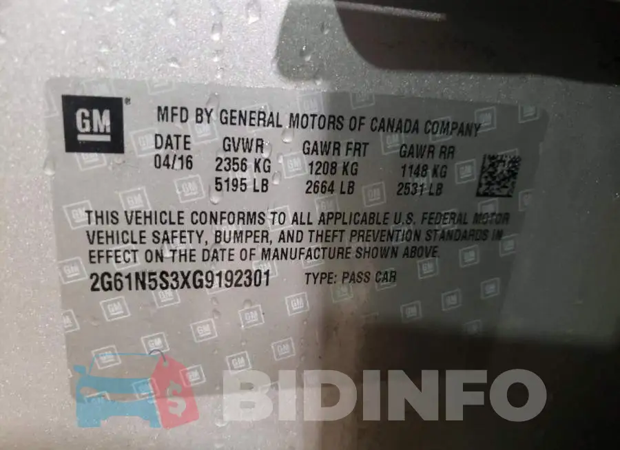 2G61N5S3XG9192301 Photo# 13