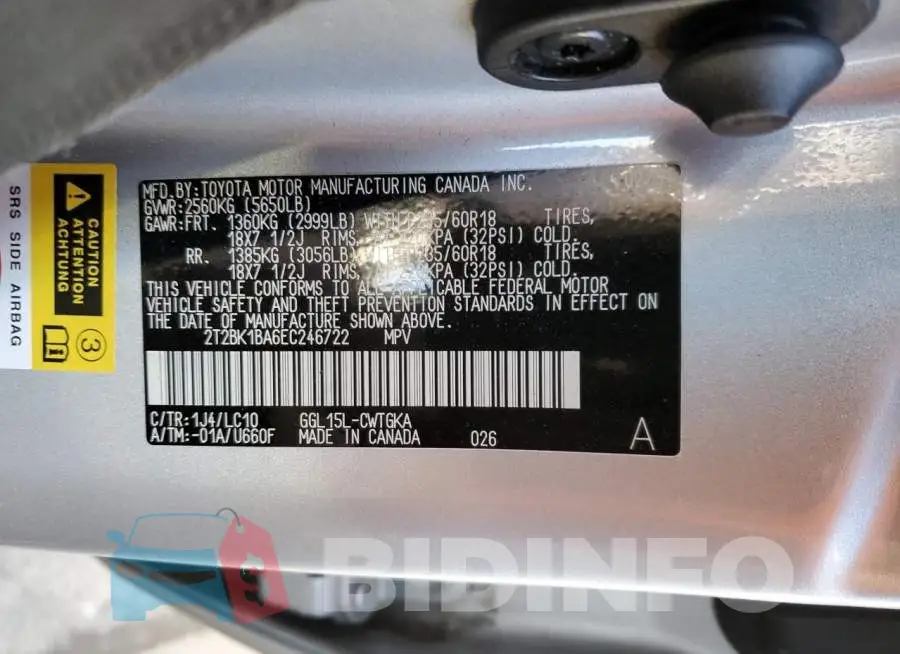 2T2BK1BA6EC246722 Photo# 13