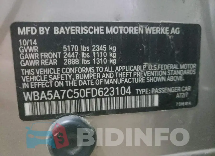 WBA5A7C50FD623104 Photo# 12