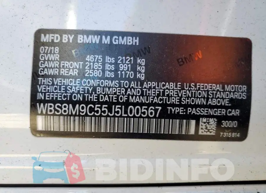 WBS8M9C55J5L00567 Photo# 12