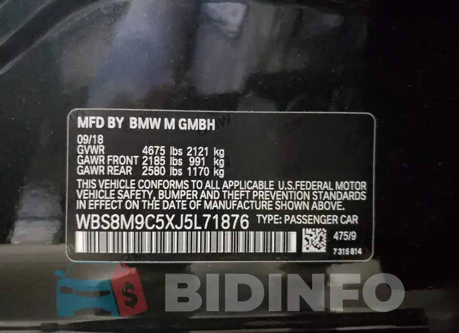 WBS8M9C5XJ5L71876 Photo# 13