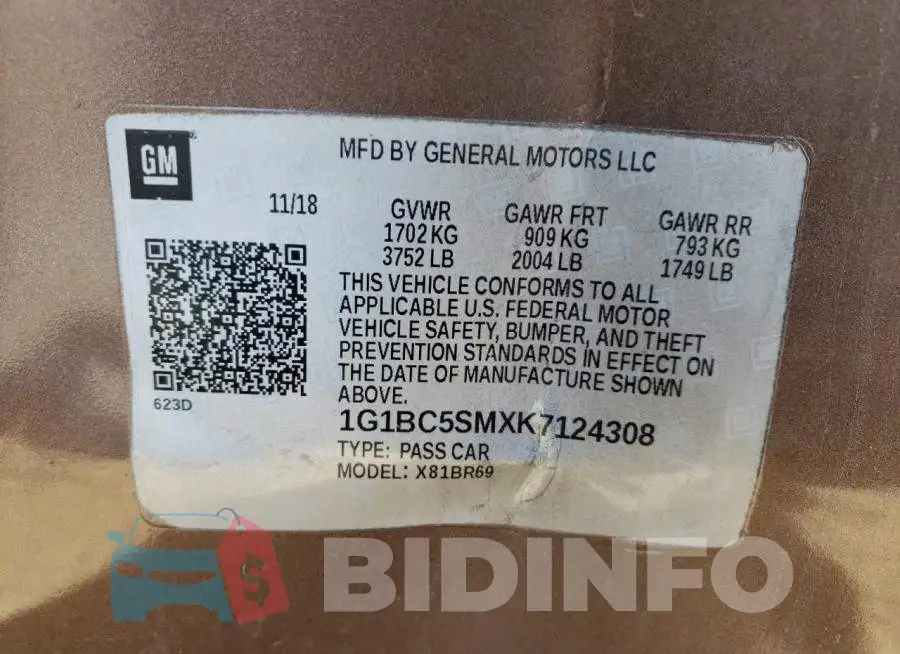 1G1BC5SMXK7124308 Photo# 10