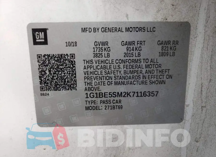 1G1BE5SM2K7116357 Photo# 10