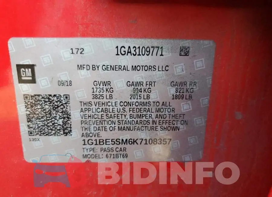 1G1BE5SM6K7108357 Photo# 13