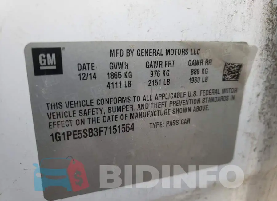 1G1PE5SB3F7151564 Photo# 12