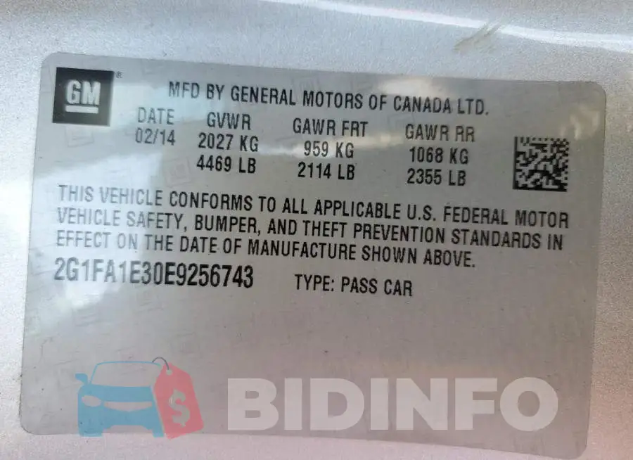 2G1FA1E30E9256743 Photo# 10