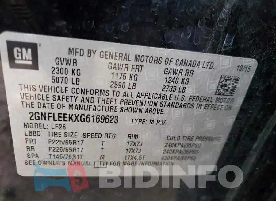 2GNFLEEKXG6169623 Photo# 13