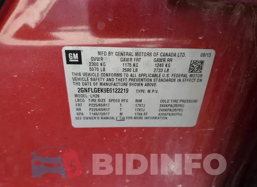 2GNFLGEK9E6122219 Photo# 10