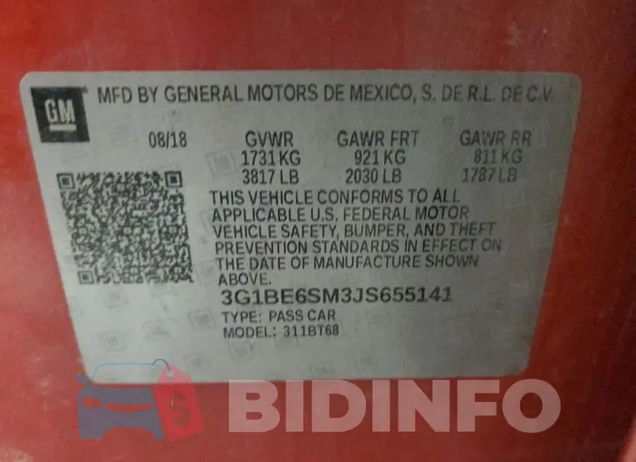 3G1BE6SM3JS655141 Photo# 12