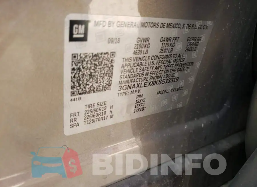 3GNAXLEX8KS533319 Photo# 10