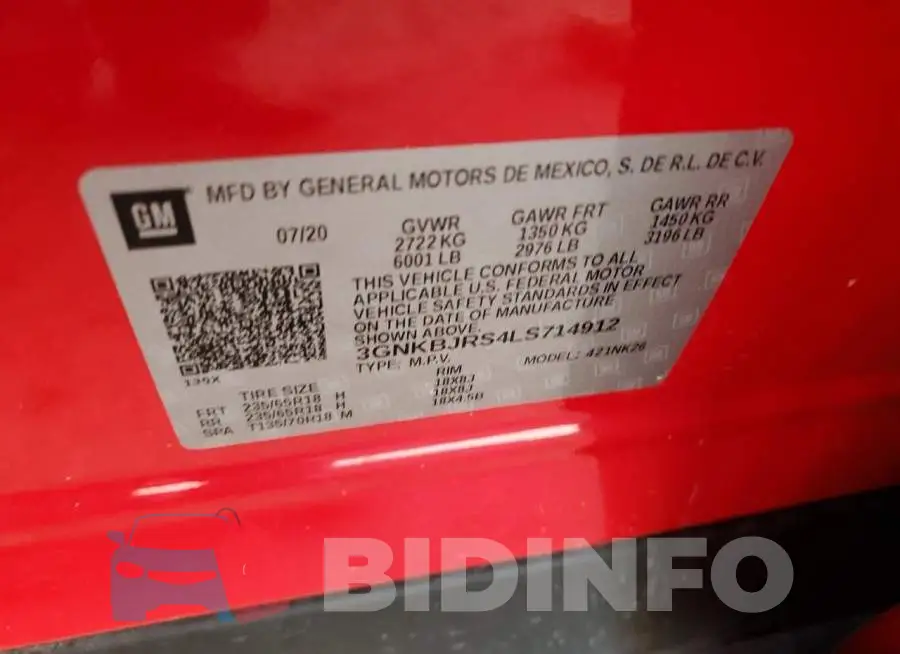 3GNKBJRS4LS714912 Photo# 10