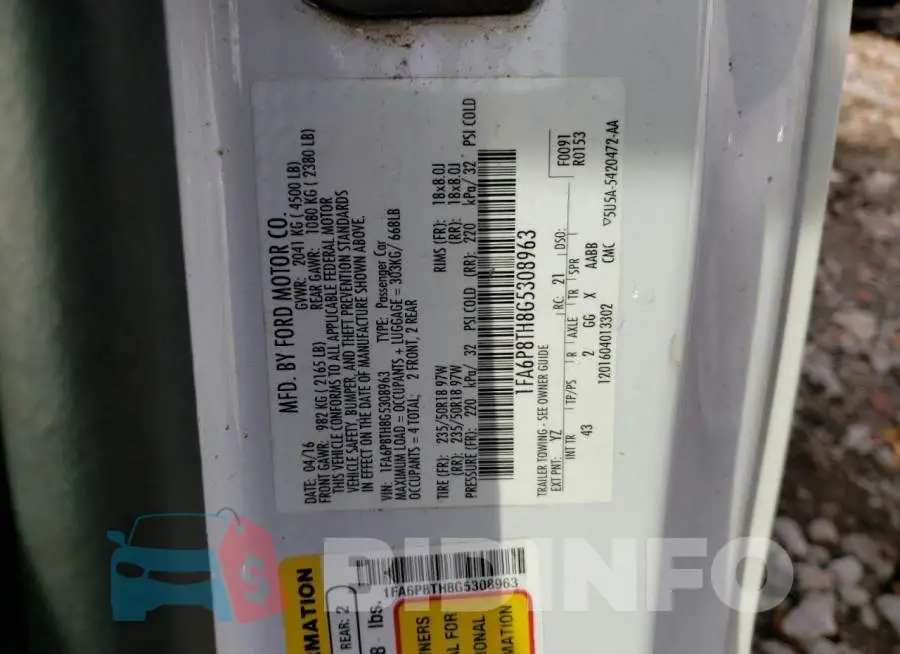 1FA6P8TH8G5308963 Photo# 13