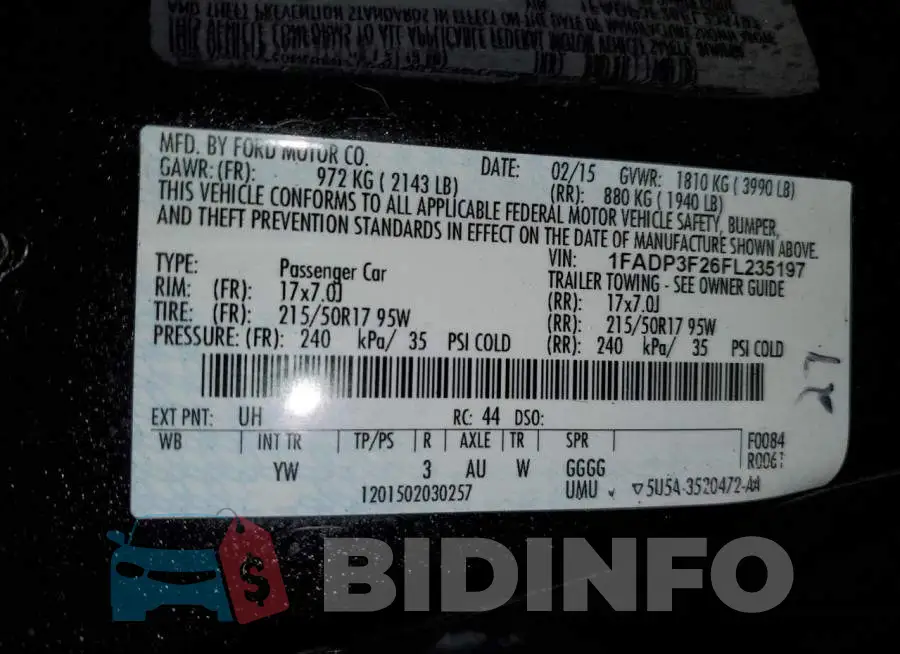 1FADP3F26FL235197 Photo# 10