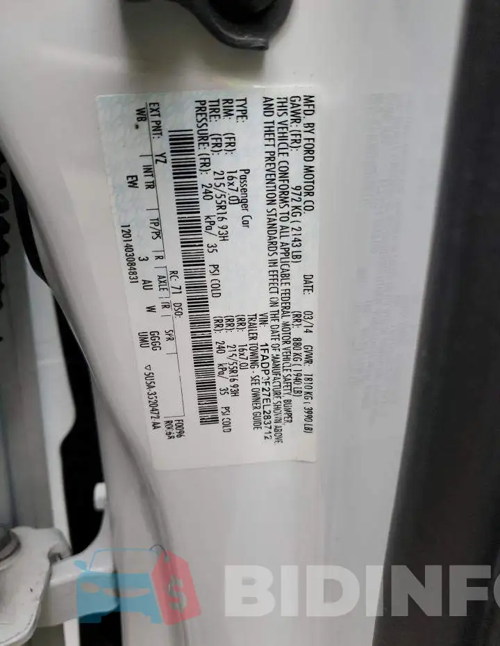 1FADP3F27EL283712 Photo# 13