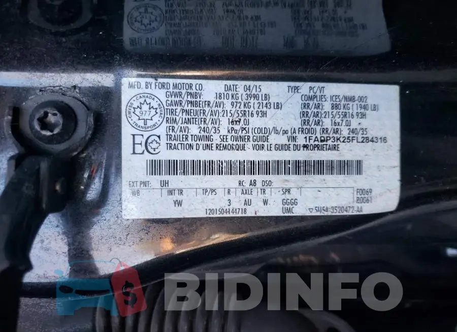 1FADP3K25FL284316 Photo# 13