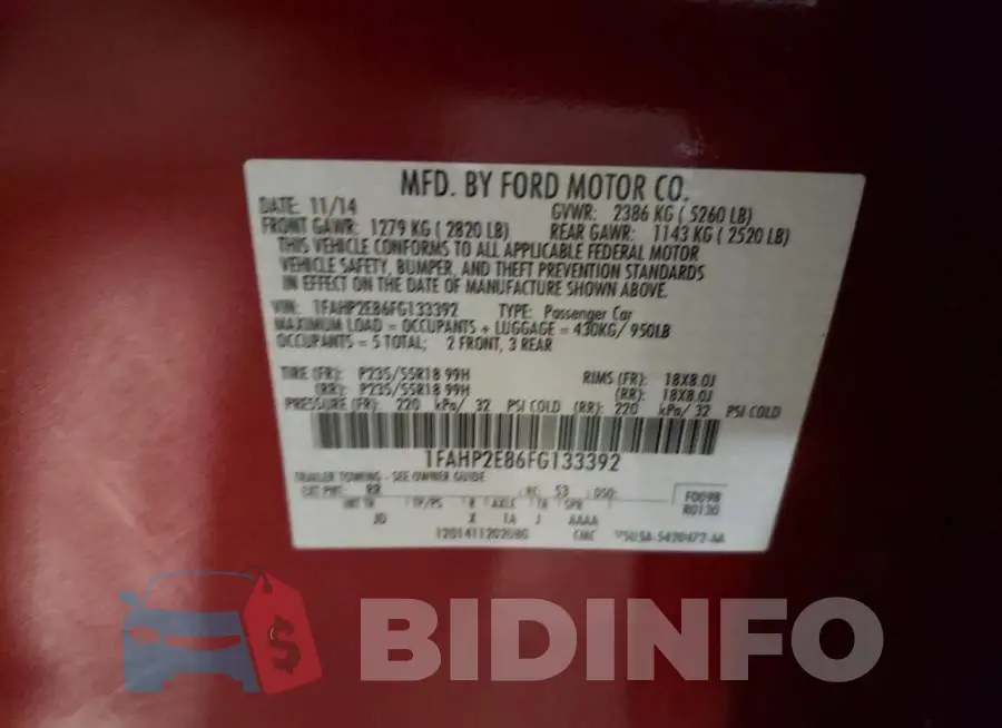 1FAHP2E86FG133392 Photo# 12