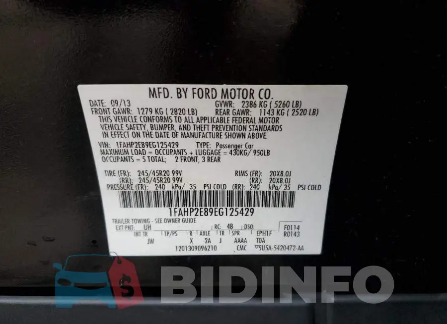 1FAHP2E89EG125429 Photo# 12