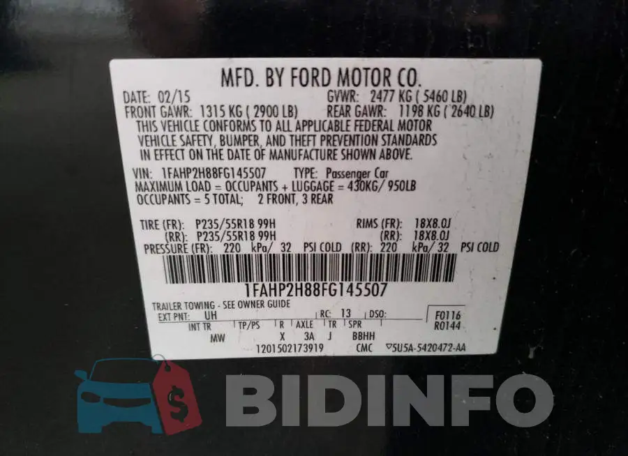 1FAHP2H88FG145507 Photo# 12