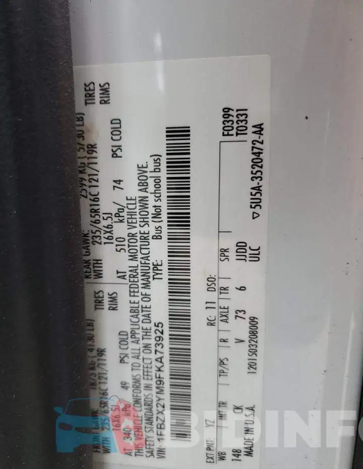 1FBZX2YM9FKA73925 Photo# 13