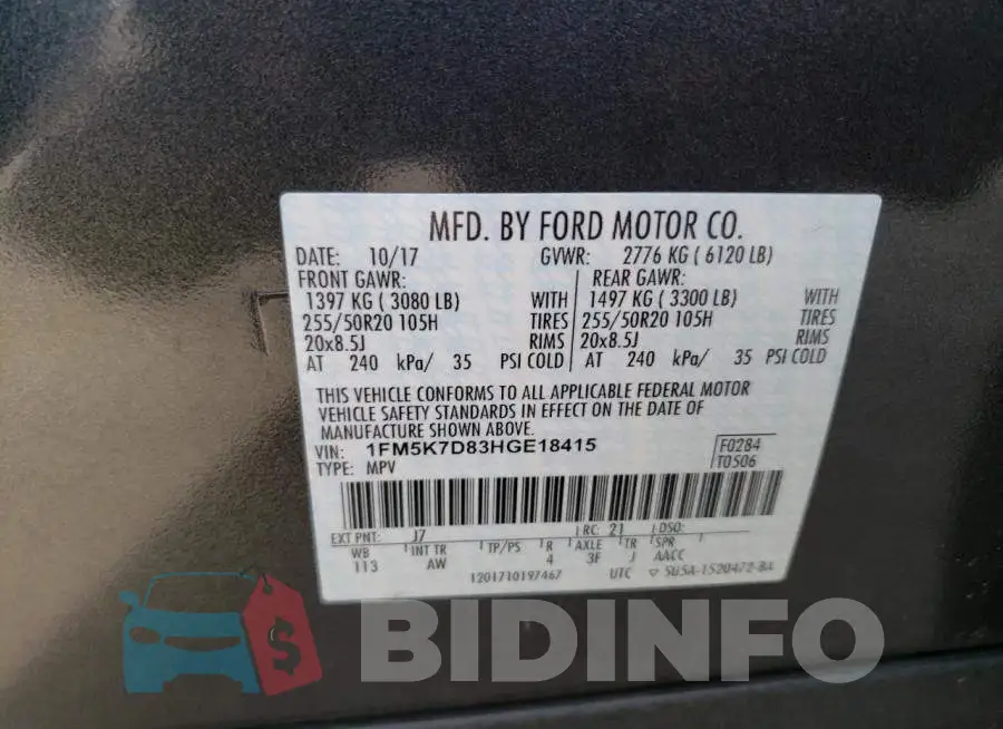 1FM5K7D83HGE18415 Photo# 13