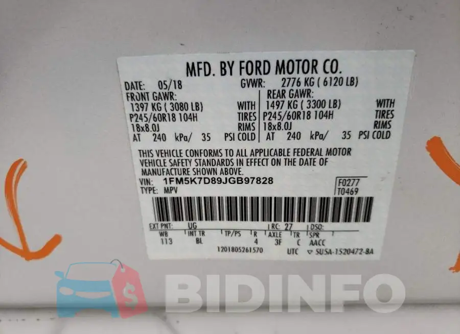 1FM5K7D89JGB97828 Photo# 10