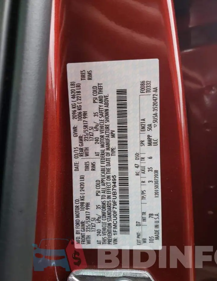 1FMCU0F79FUB79495 Photo# 13