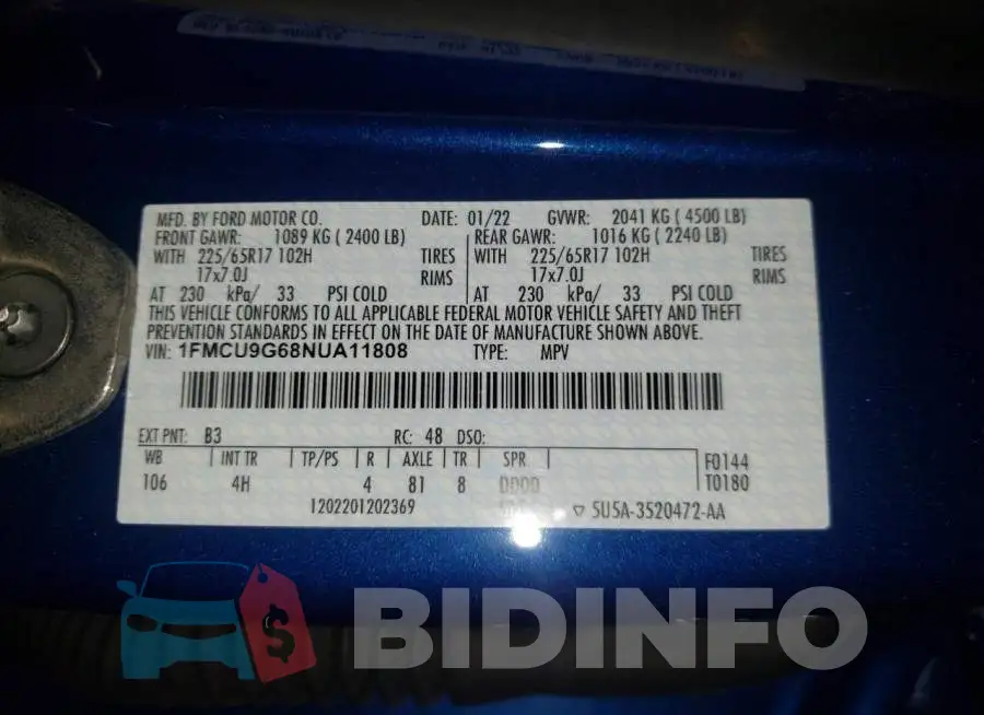 1FMCU9G68NUA11808 Photo# 13
