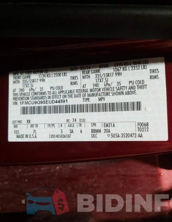 1FMCU9G95EUD44591 Photo# 12