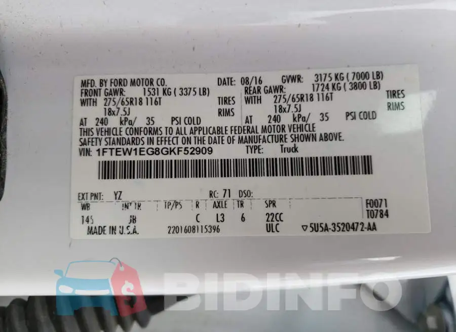 1FTEW1EG8GKF52909 Photo# 10