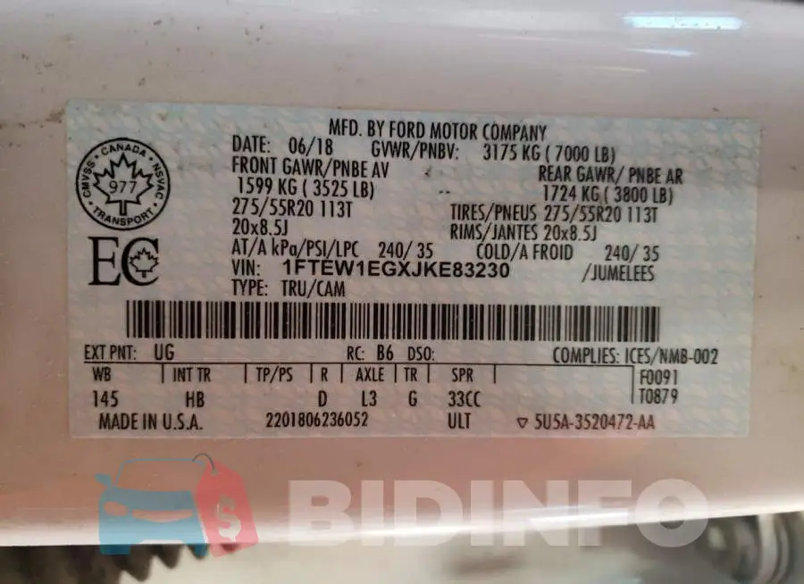 1FTEW1EGXJKE83230 Photo# 12