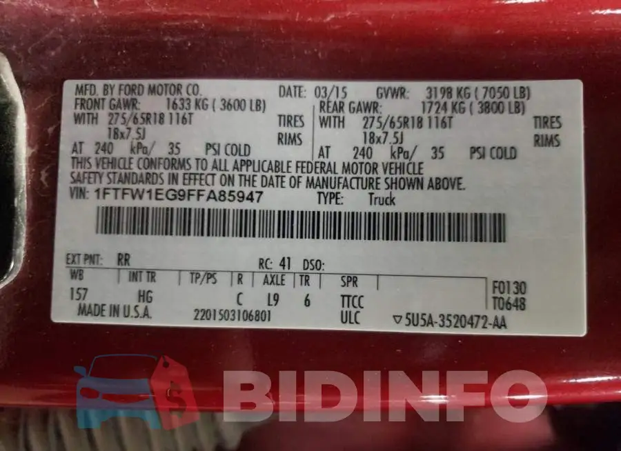 1FTFW1EG9FFA85947 Photo# 10