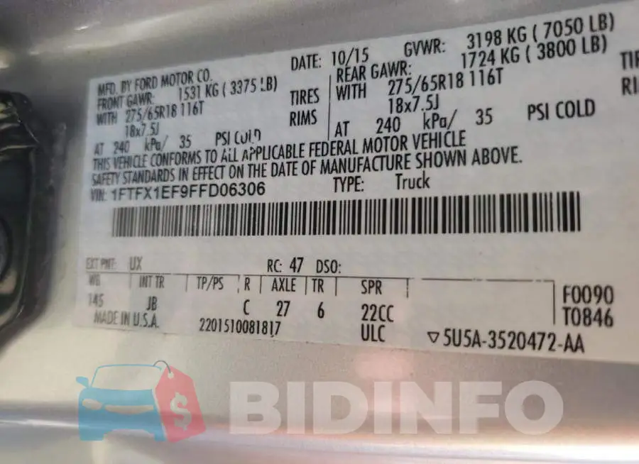 1FTFX1EF9FFD06306 Photo# 10
