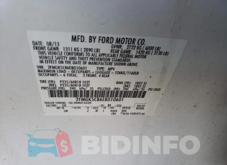2FMGK5C86EBD10601 Photo# 13