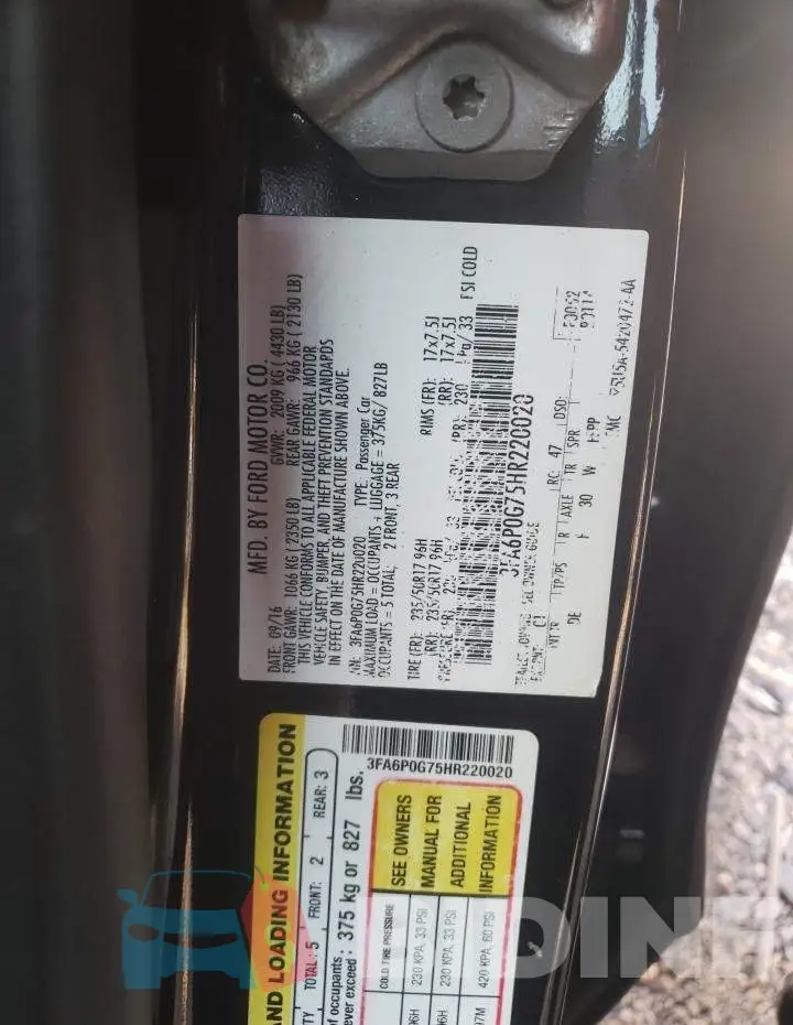 3FA6P0G75HR220020 Photo# 10
