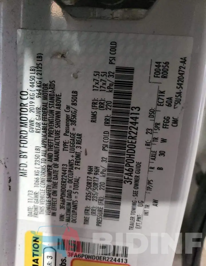 3FA6P0HD0ER224413 Photo# 12
