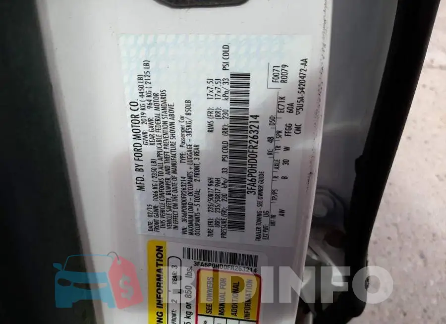 3FA6P0HD0FR263214 Photo# 10